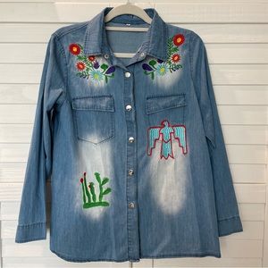 Western 🌵 Embroidered Denim Shirt